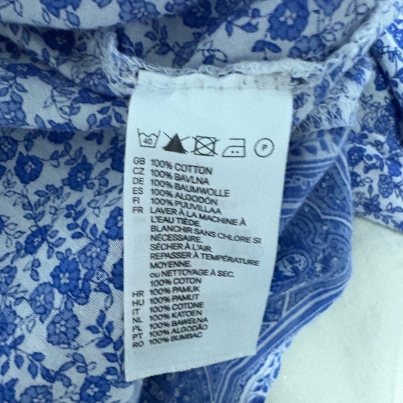 L.O.G.G. H&M Blue Floral Tunic Long Sleeve Shirt Top Women's Size Large XL 12 - Picture 10 of 11